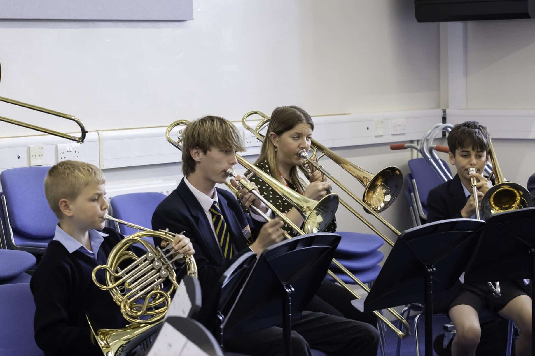 Trombone Quartet, Bones Apart, visit Prep and Senior pupils